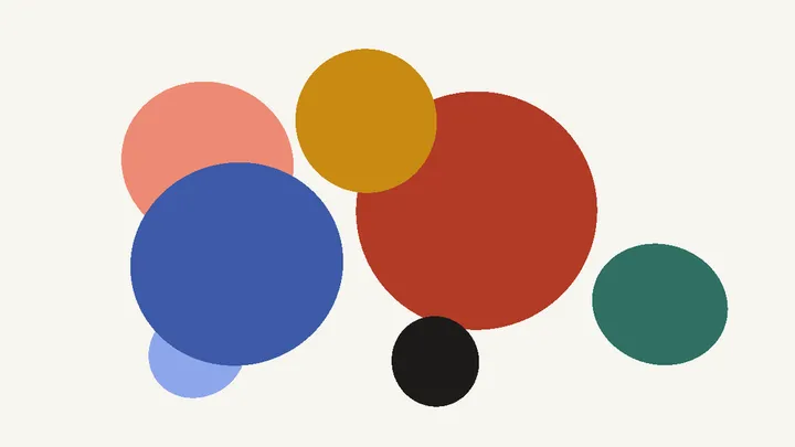 Coloured spheres rendered by the ray tracer, nearer spheres hiding the ones behind